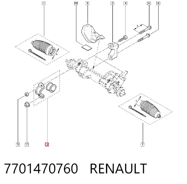 Втулка кріплення кермової рейки 7701470760 Renault (RVI)