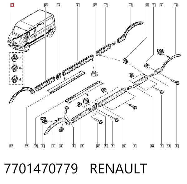 Кліпса (пістон) кріплення молдинга двері 7701470779 Renault (RVI)