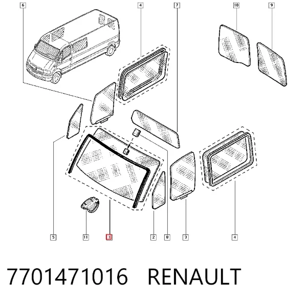 Лобове скло 7701471016 Renault (RVI)