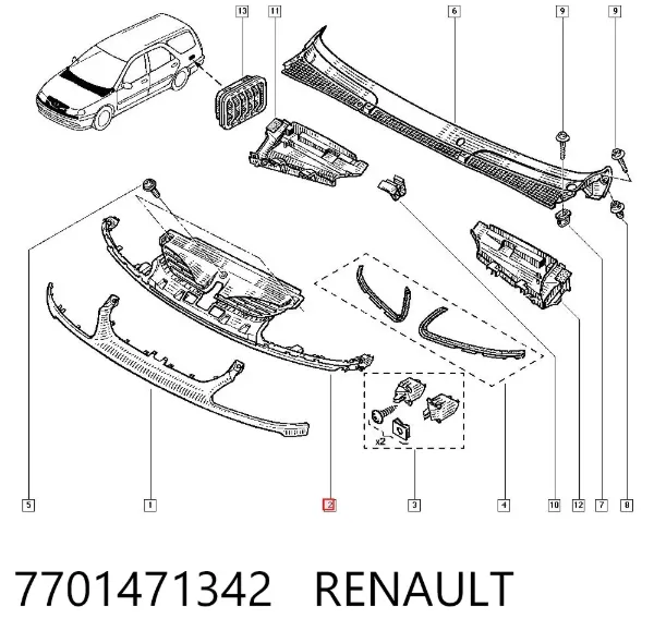 Решітка радіатора 7701471342 Renault (RVI)
