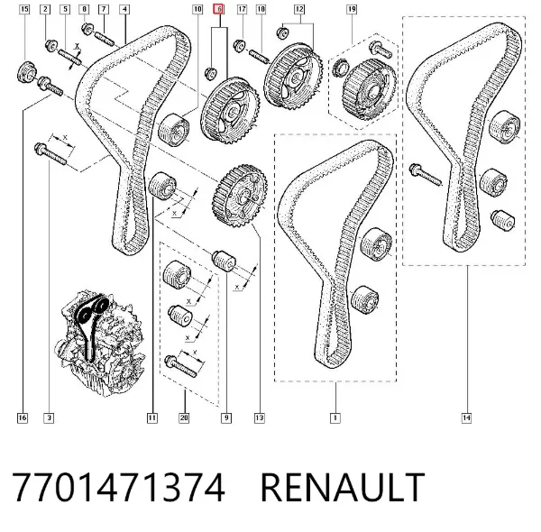 Шестерня розподільного валу 7701471374 Renault (RVI)