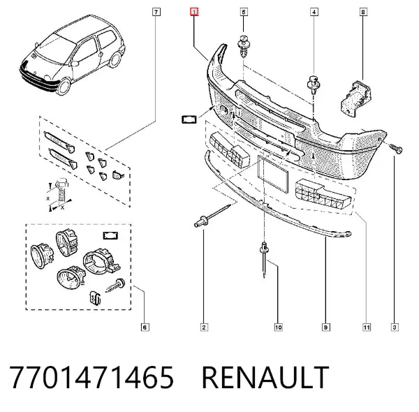 Передній бампер 7701471465 Renault (RVI)