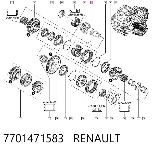 Синхронізатор 3/4-ї передачі 7701471583 Renault (RVI)