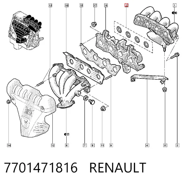 Прокладка впускного колектора 7701471816 Renault (RVI)