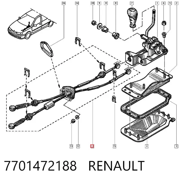 Трос перемикання передач 7701472188 Renault (RVI)