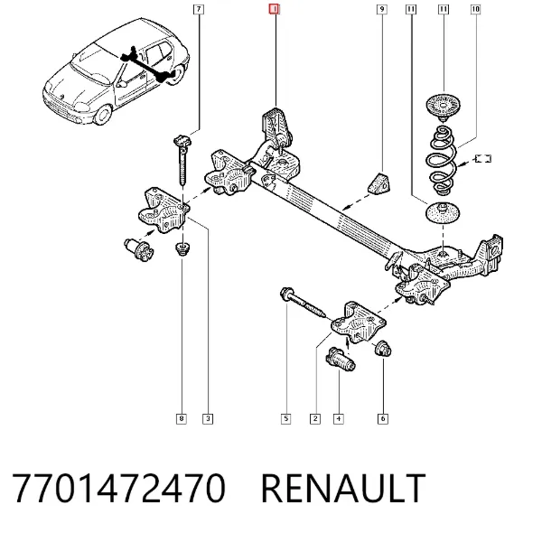 Балка задня 7701472470 Renault (RVI)