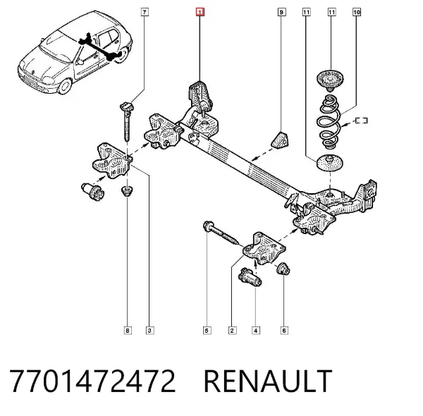 Балка задня 7701472472 Renault (RVI)