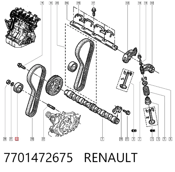 Комплект ГРМ 7701472675 Renault (RVI)