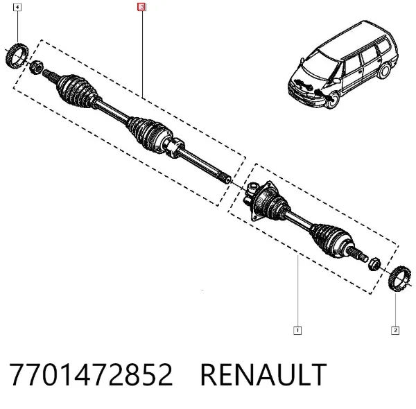 Піввісь права 7701472852 Renault (RVI)