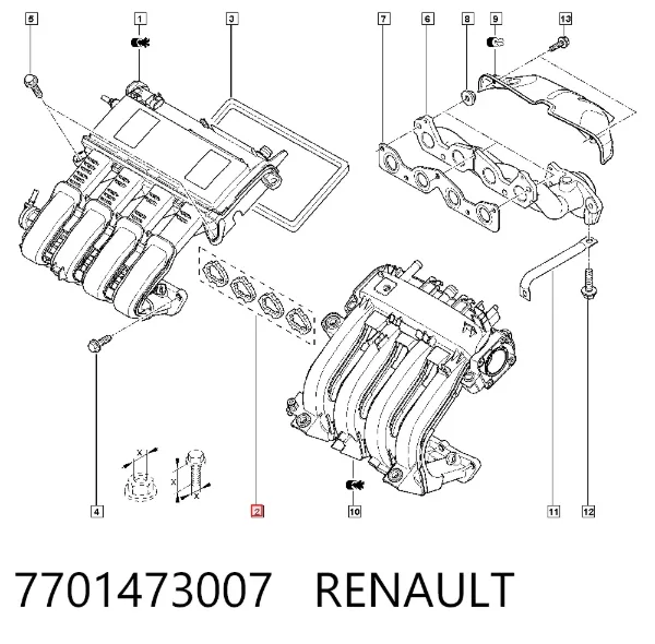 Прокладка впускного колектора 7701473007 Renault (RVI)
