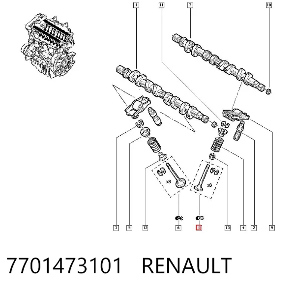Клапан випускний 7701473101 Renault (RVI)