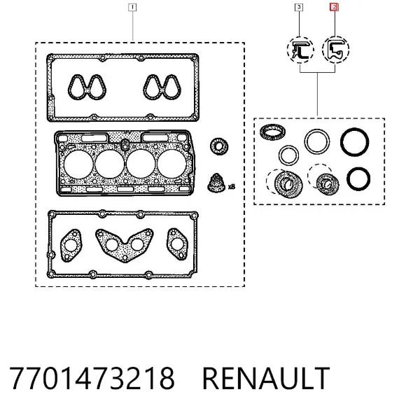 Комплект прокладок двигуна, нижній 7701473218 Renault (RVI)