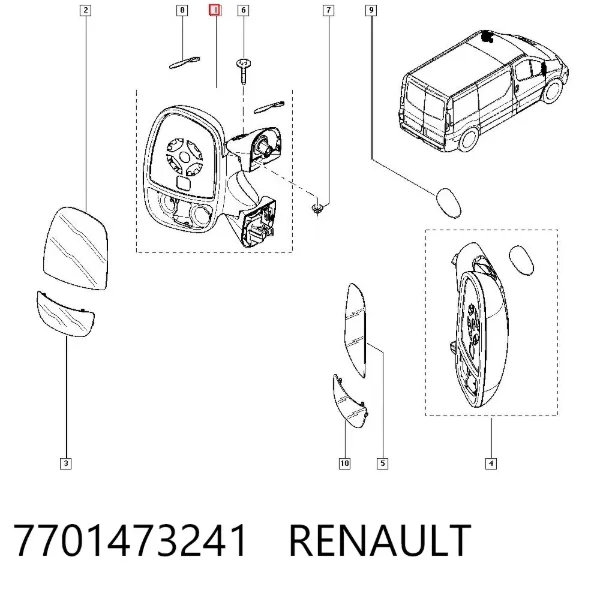 Ліве бокове дзеркало 7701473241 Renault (RVI)