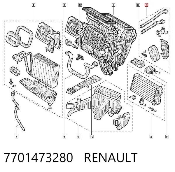 Шланг грубки/обігрівача 7701473280 Renault (RVI)