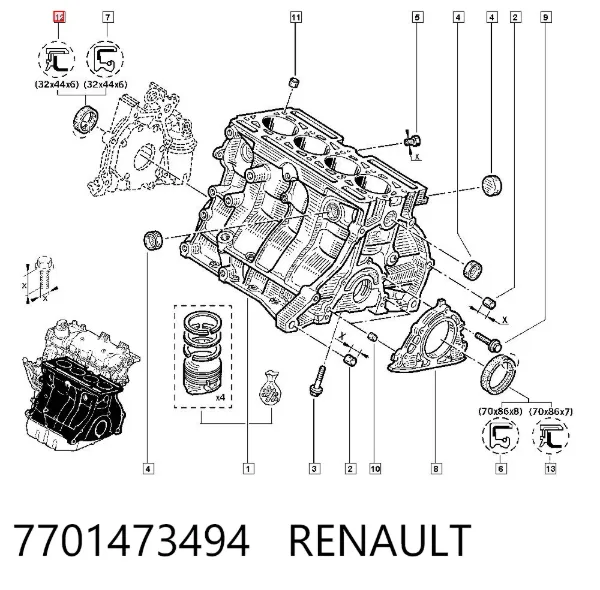 Сальник коленвалу 7701473494 Renault (RVI)