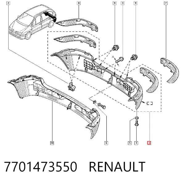 Задній бампер 7701473550 Renault (RVI)