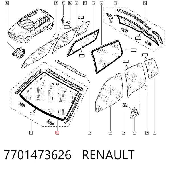 Лобове скло 7701473626 Renault (RVI)