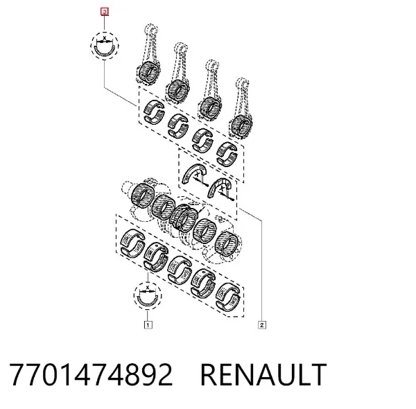 Вкладиші шатунні 7701474892 Renault (RVI)
