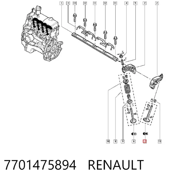 Клапан впускний 7701475894 Renault (RVI)