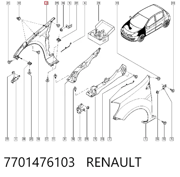 Крила 7701476103 Renault (RVI)