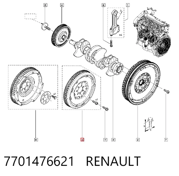 Маховик 7701476621 Renault (RVI)