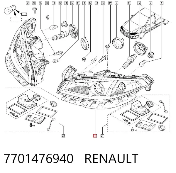 Фара ліва 7701476940 Renault (RVI)