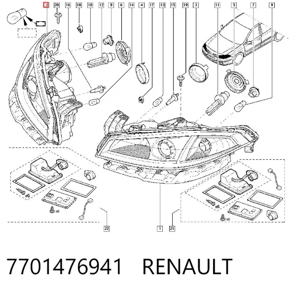 Фара права 7701476941 Renault (RVI)