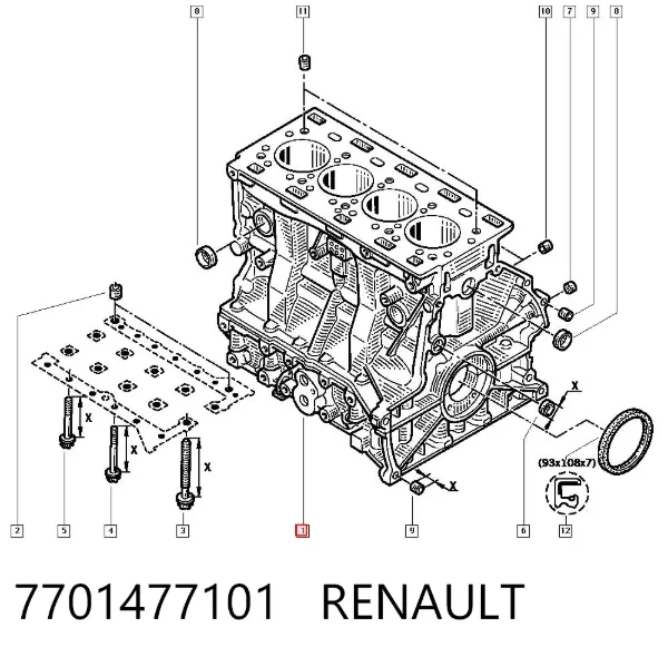 Блок циліндрів двигуна 7701477101 Renault (RVI)