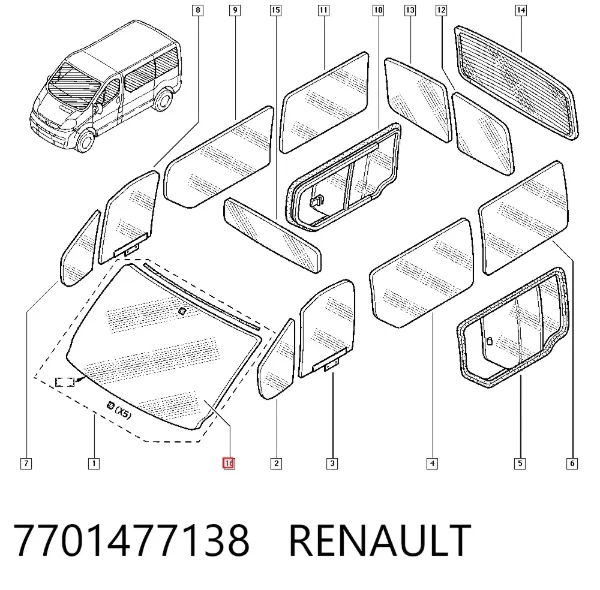 Лобове скло 7701477138 Renault (RVI)