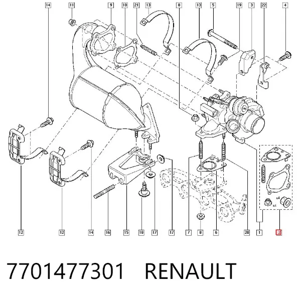 Прокладка турбіни, монтажний комплект 7701477301 Renault (RVI)