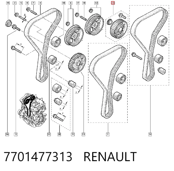 Зірка-шестерня розподільного валу двигуна, впускного 7701477313 Renault (RVI)