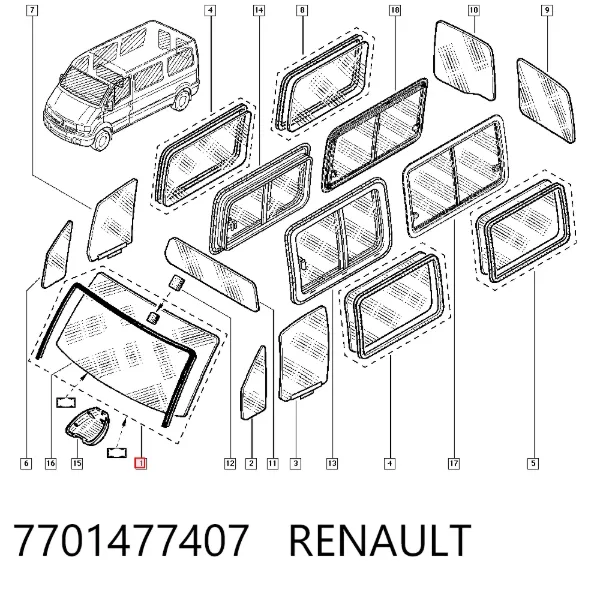 Лобове скло 7701477407 Renault (RVI)