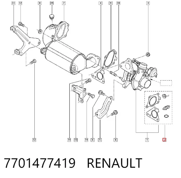 Прокладка турбіни, монтажний комплект 7701477419 Renault (RVI)