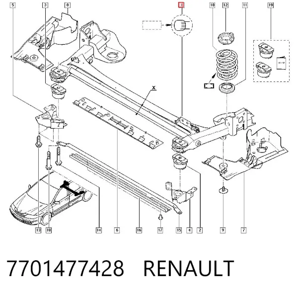 Балка задня 7701477428 Renault (RVI)