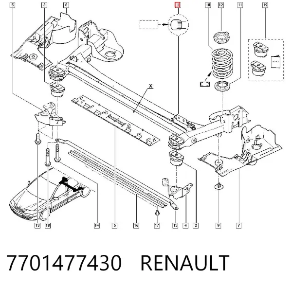Балка задня 7701477430 Renault (RVI)