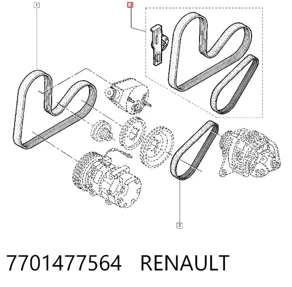 Ремінь приводний, агрегатів, комплект 7701477564 Renault (RVI)