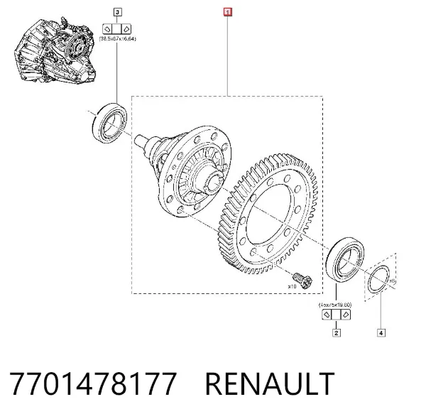 Головна-пара (диференціалу) переднього моста 7701478177 Renault (RVI)