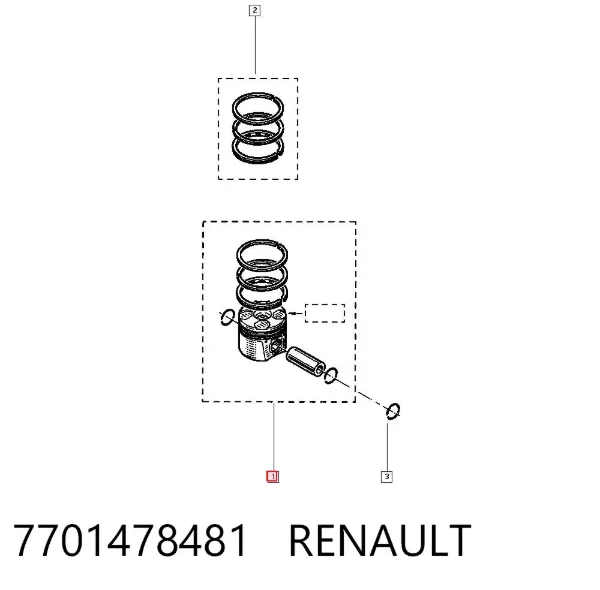 Поршень в комплекті на 1 циліндр, STD 7701478481 Renault (RVI)