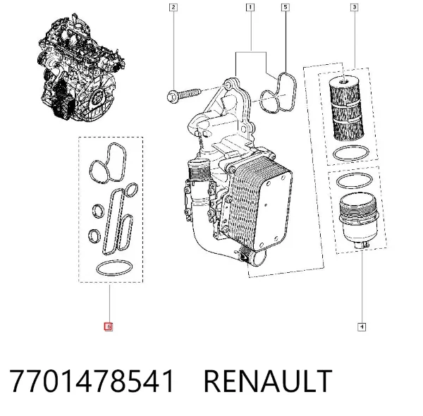 Прокладка адаптера маслянного фільтра 7701478541 Renault (RVI)