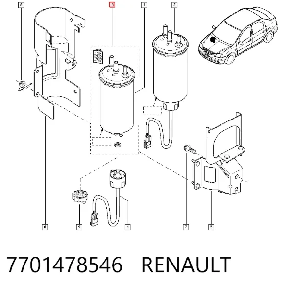 Паливний фільтр 7701478546 Renault (RVI)