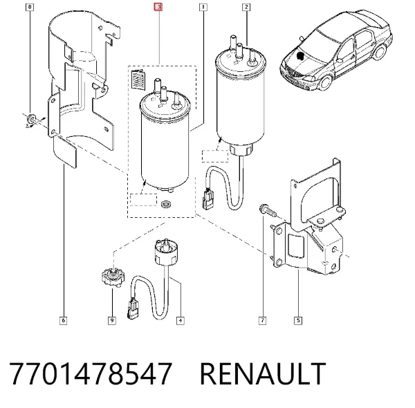 Паливний фільтр 7701478547 Renault (RVI)