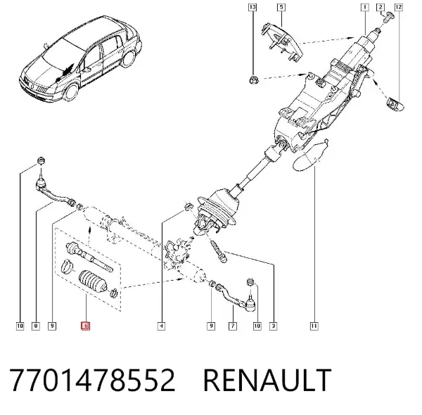 Рульова тяга 7701478552 Renault (RVI)
