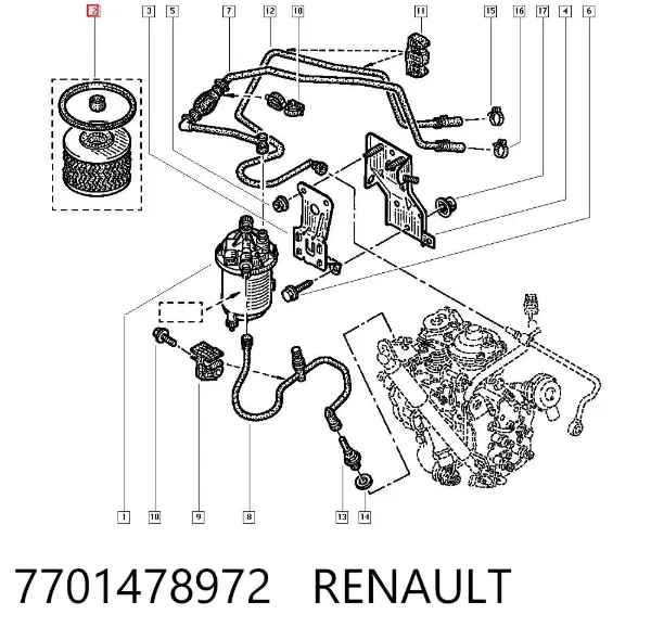 Паливний фільтр 7701478972 Renault (RVI)