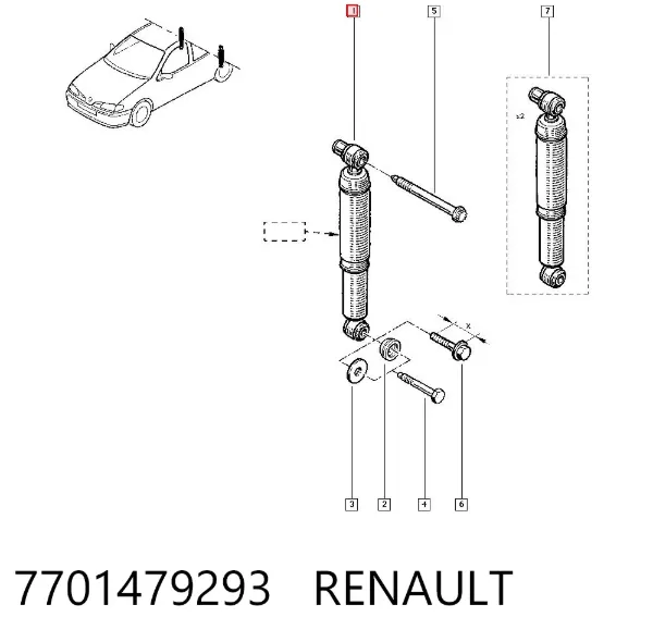 Амортизатор задній 7701479293 Renault (RVI)