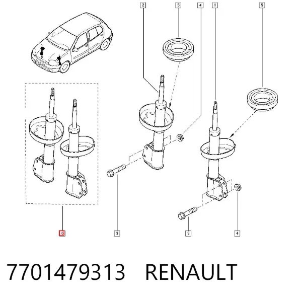 Амортизатор передній 7701479313 Renault (RVI)