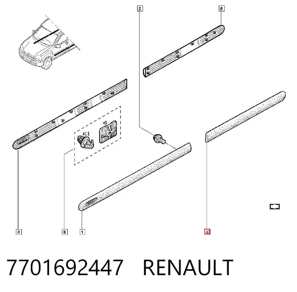 Молдинг заднього лівого крила 7701692447 Renault (RVI)