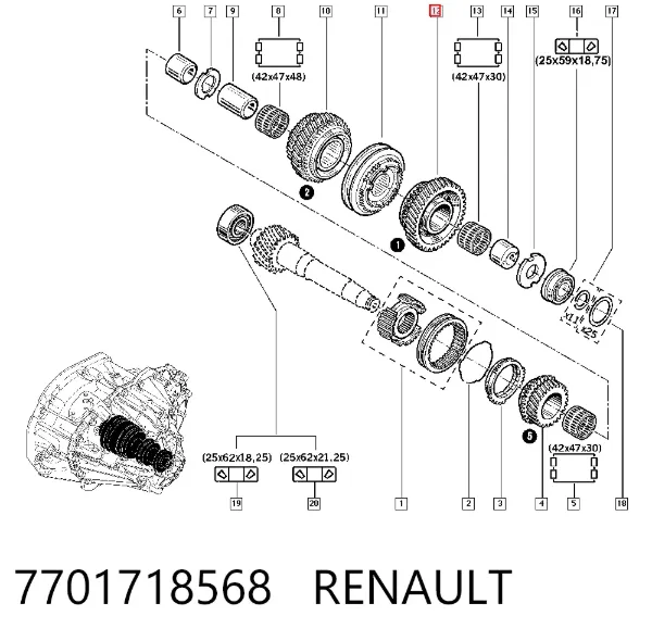 Шестерня 1-й передачі 7701718568 Renault (RVI)