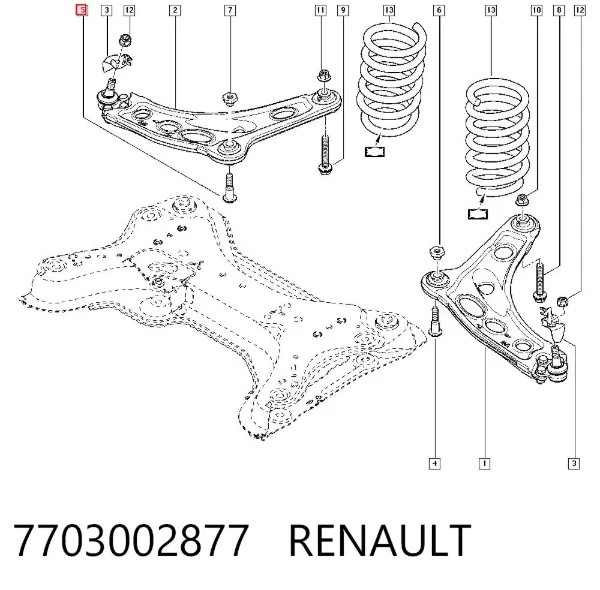 Болт переднього важеля, нижнього 7703002877 Renault (RVI)