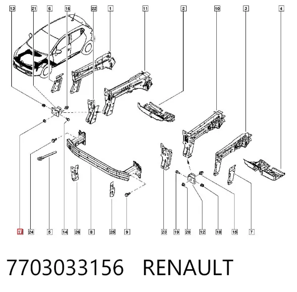 Гайка кріплення приймальної труби глушника (штанів) 7703033156 Renault (RVI)