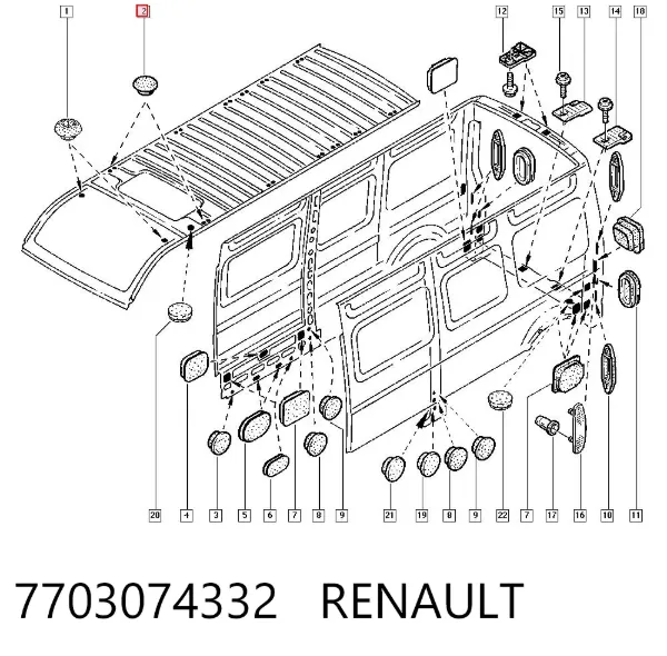 Заглушка днища кузова 7703074332 Renault (RVI)